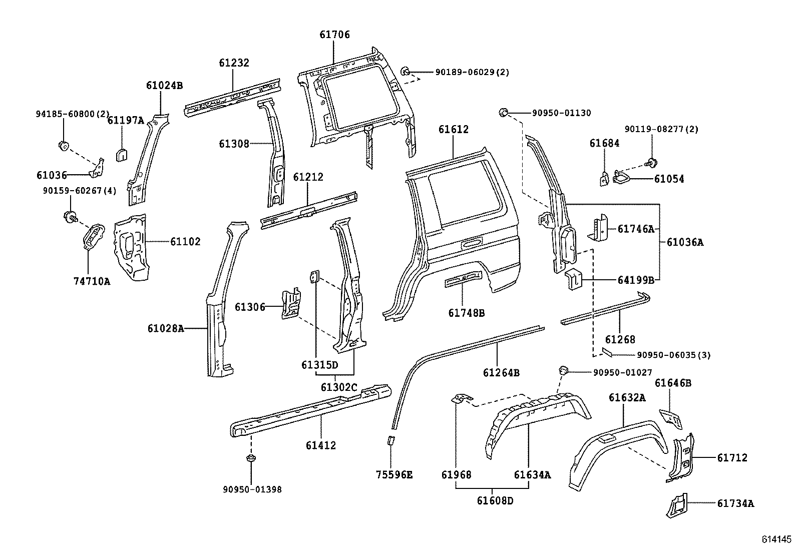 76607-60070 MUDGUARD SUB-ASSY, QUARTER PANEL, REAR RH product image