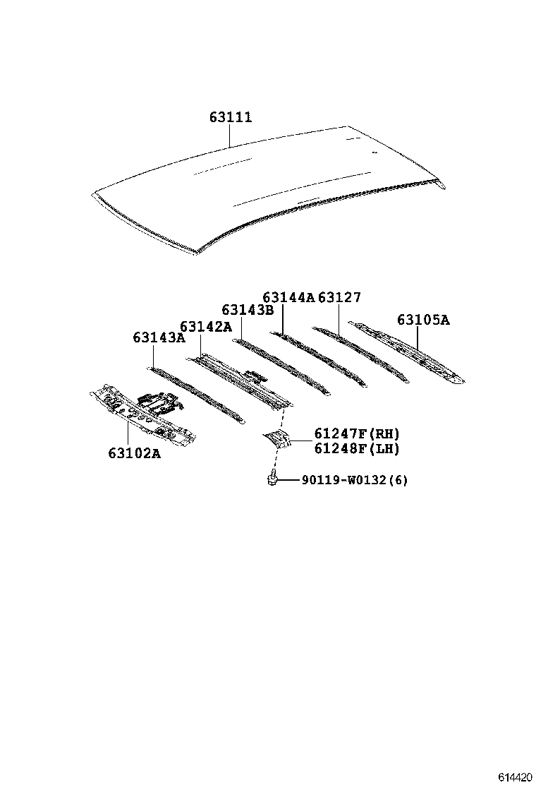63103-02100 REINFORCEMENT, ROOF PANEL, NO.2 product image