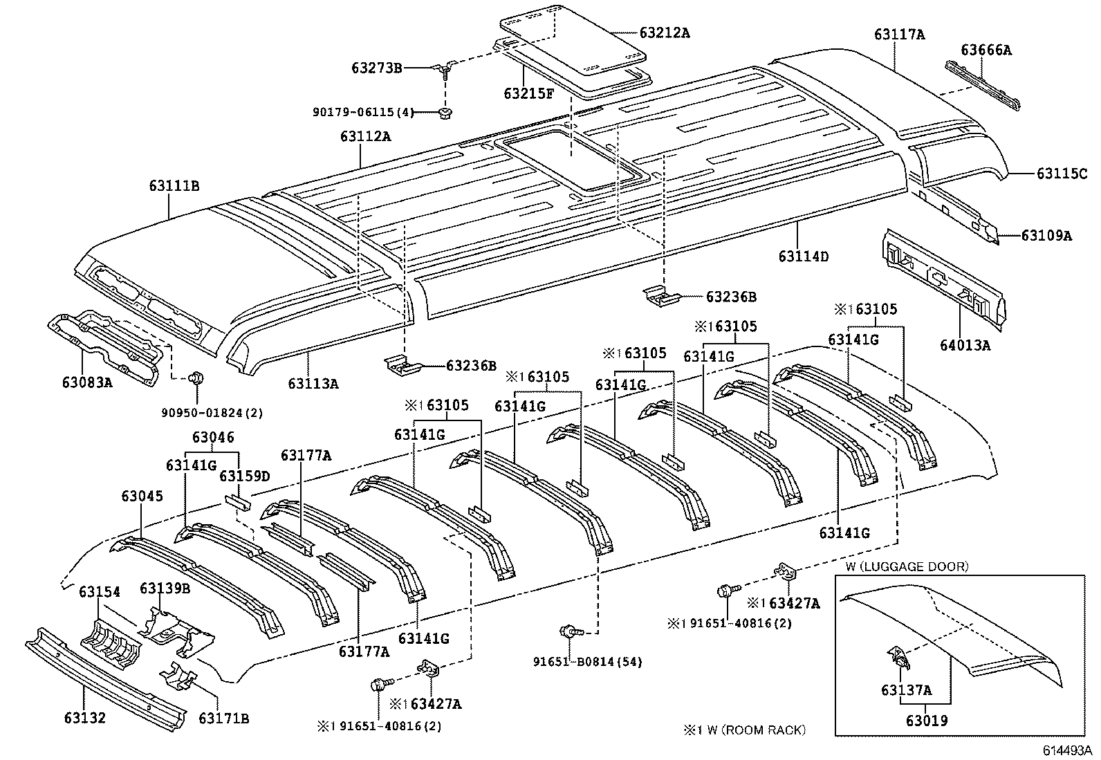 63019-36010 PANEL SUB-ASSY, ROOF, REAR product image