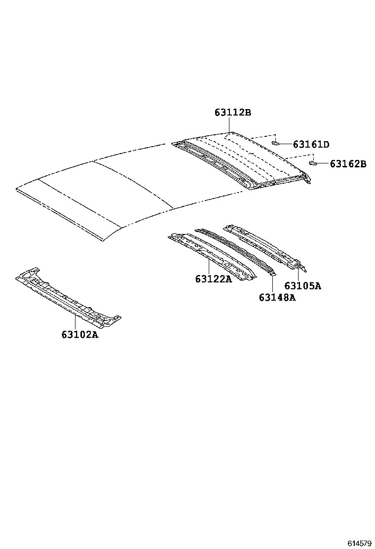 63122-0T010 REINFORCEMENT, ROOF PANEL, FRONT product image