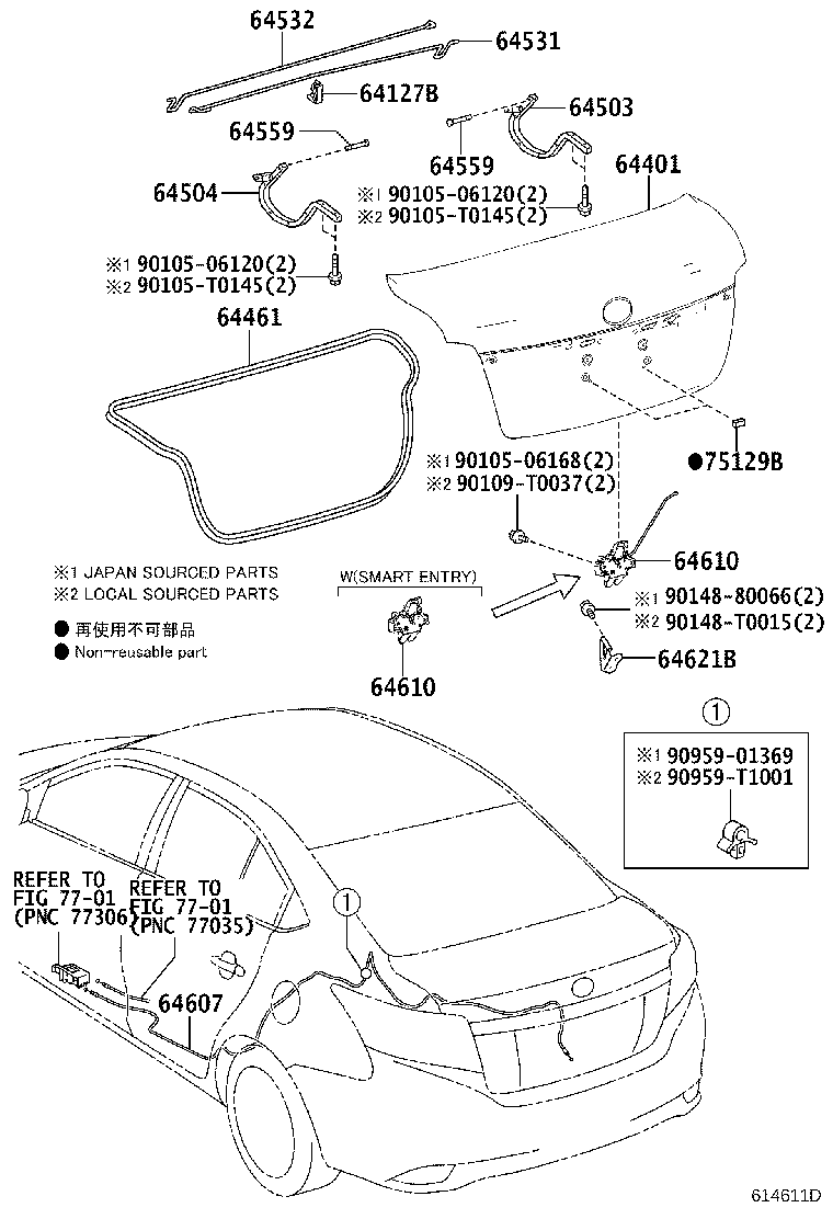 64532-0D210 BAR, LUGGAGE DOOR HINGE TORSION, LH product image