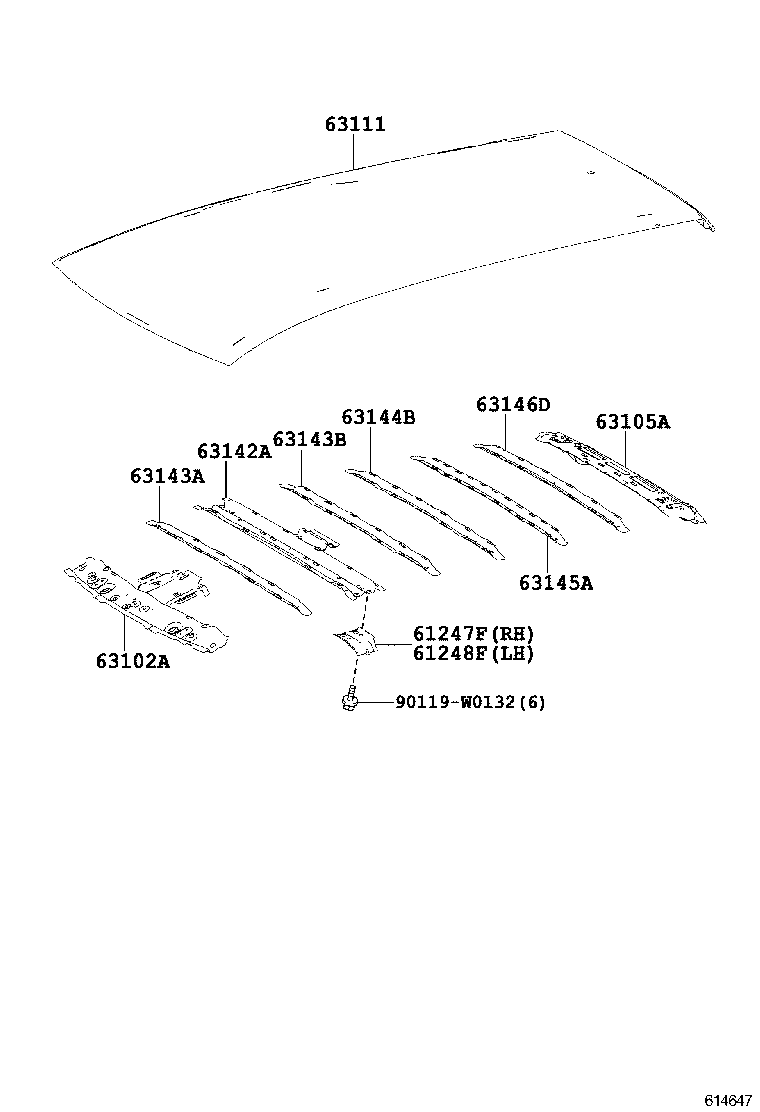 63103-02100 REINFORCEMENT, ROOF PANEL, NO.2 product image