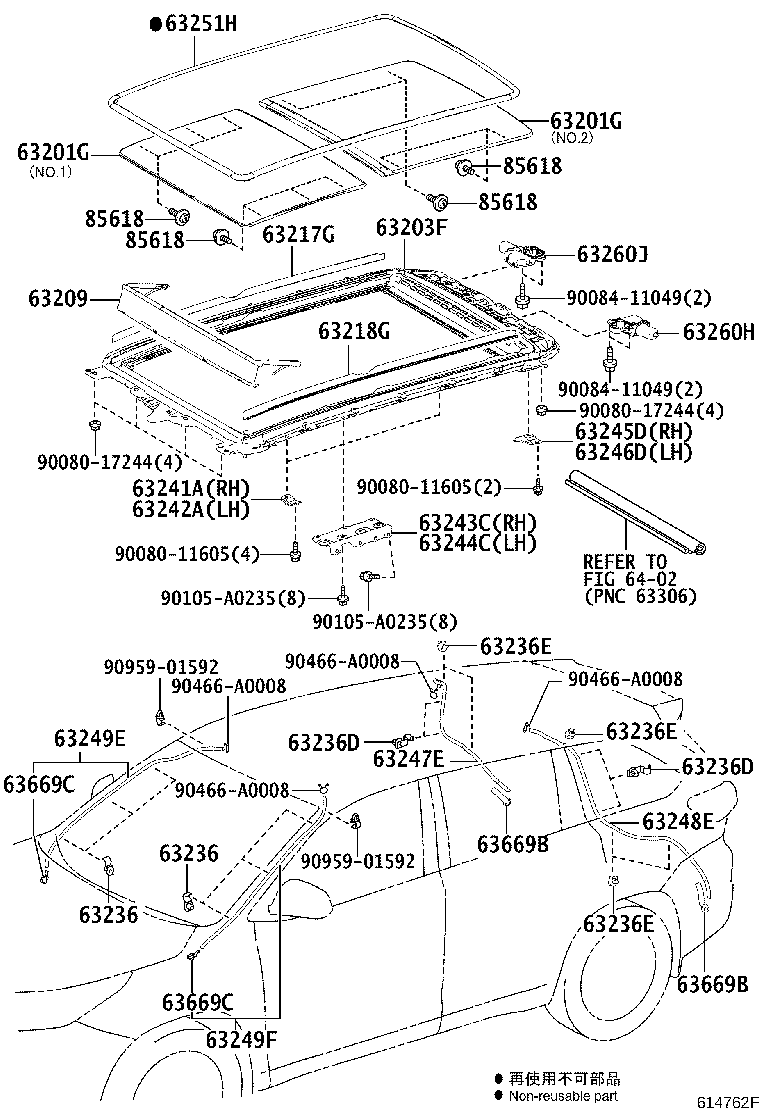 63103-0E040 REINFORCEMENT, ROOF PANEL, NO.2 product image