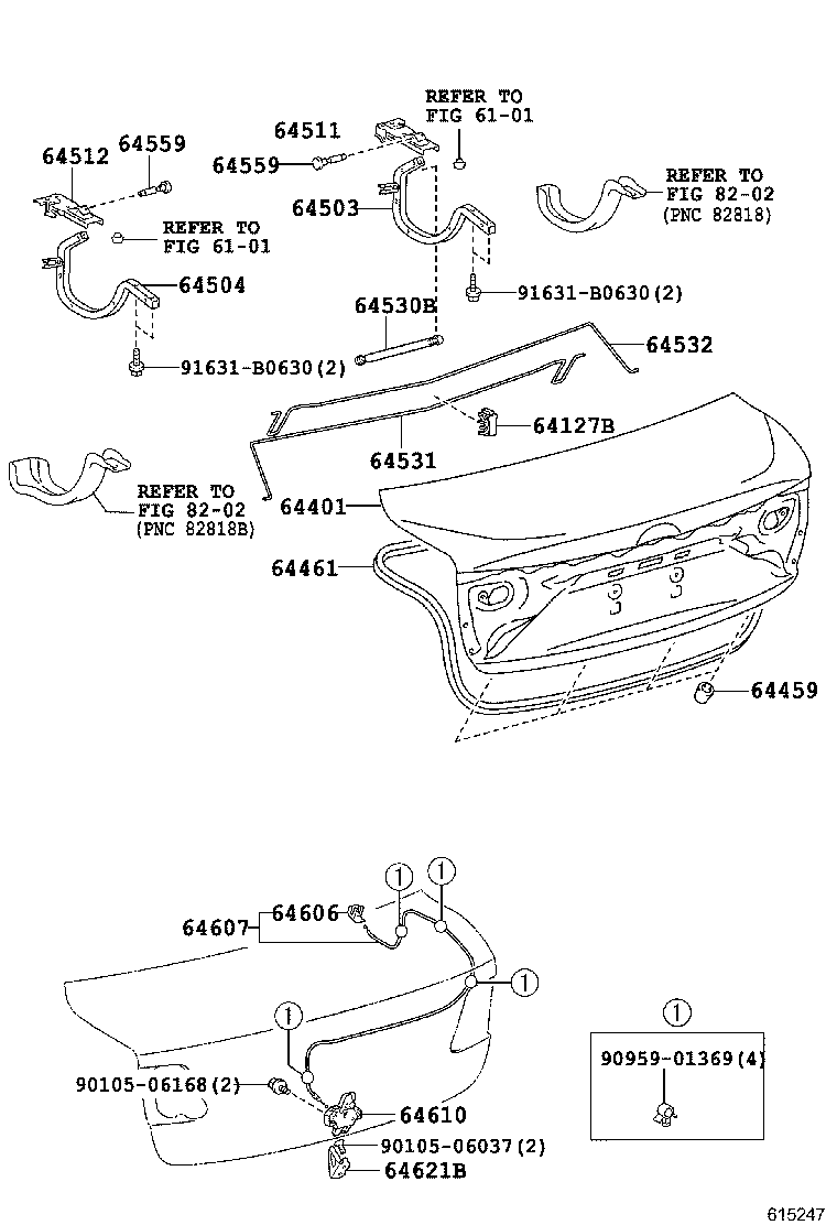 64532-05050 BAR, LUGGAGE DOOR HINGE TORSION, LH product image