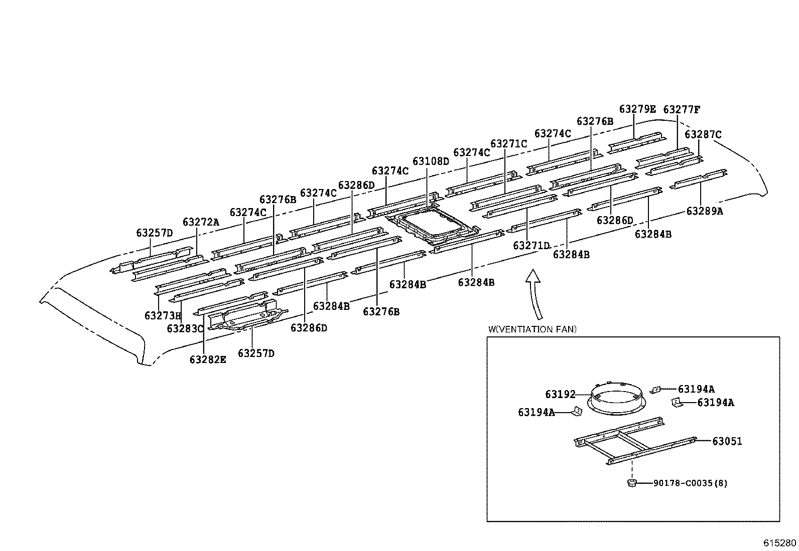 63132-0S010 PANEL, WINDSHIELD HEADER, INNER product image