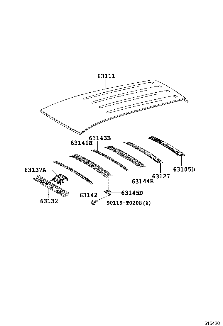63132-0K040 PANEL, WINDSHIELD HEADER, INNER product image