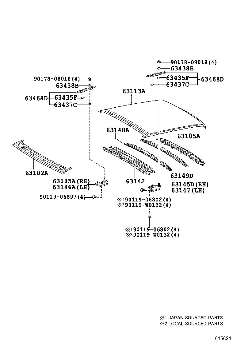 63103-05030 REINFORCEMENT, ROOF PANEL, NO.2 product image