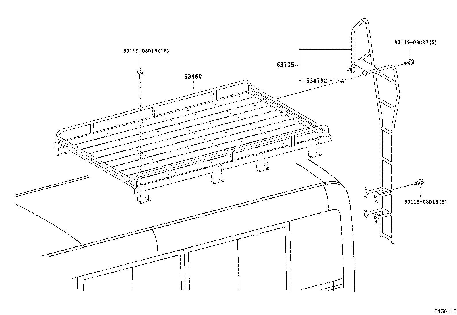 63044-36080 REINFORCEMENT SUB-ASSY, ROOF PANEL, NO.2 A product image