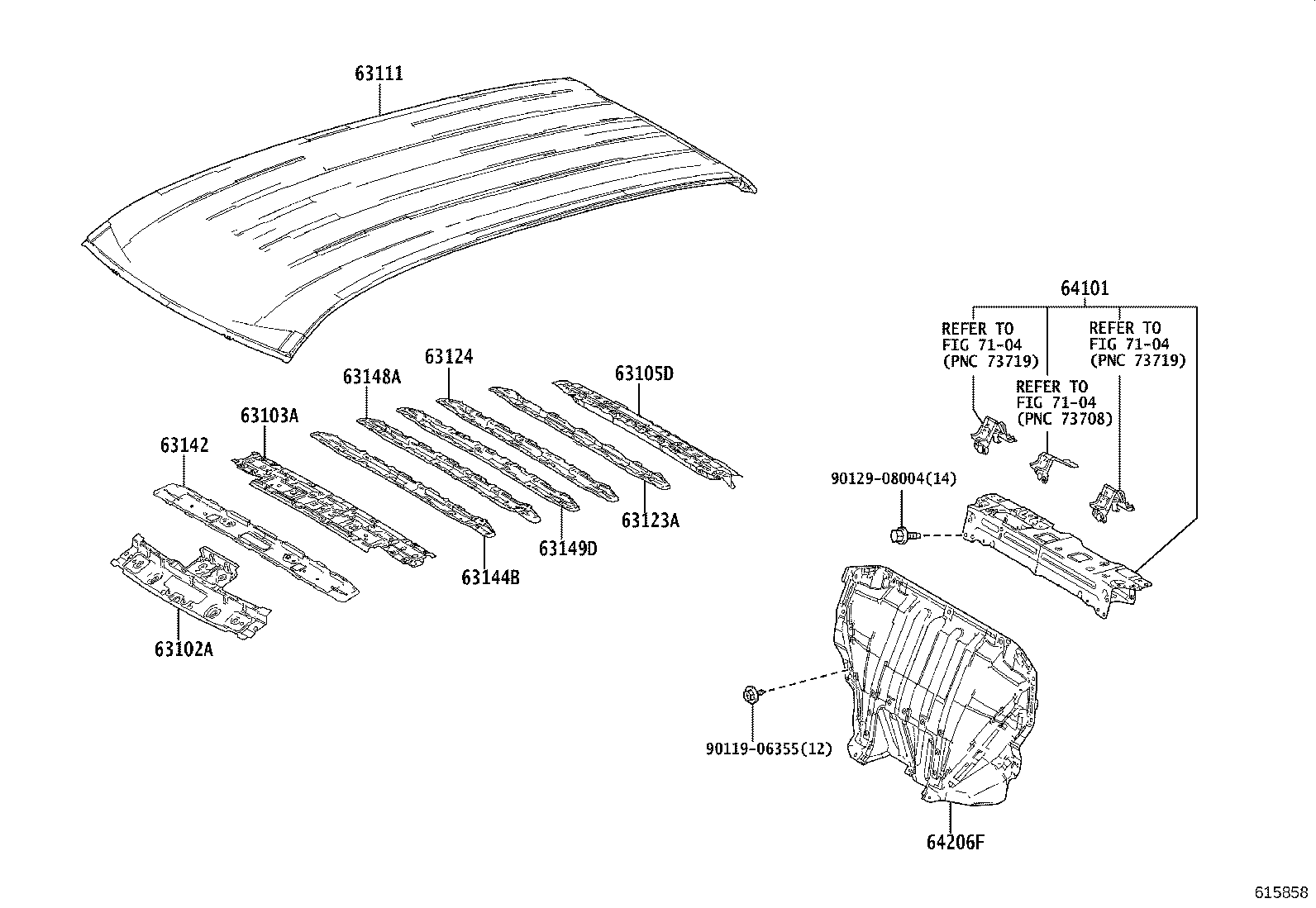 63124-15010 REINFORCEMENT, ROOF PANEL, NO.1 product image