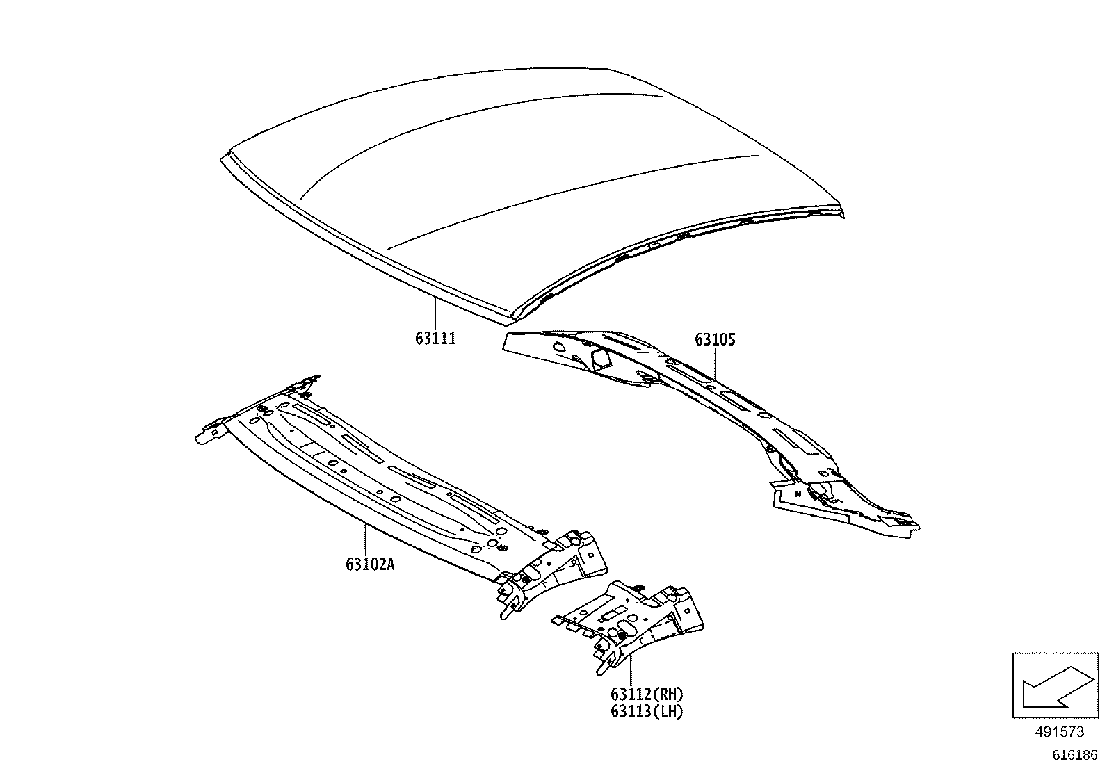 63111-WAA01 PANEL, ROOF product image