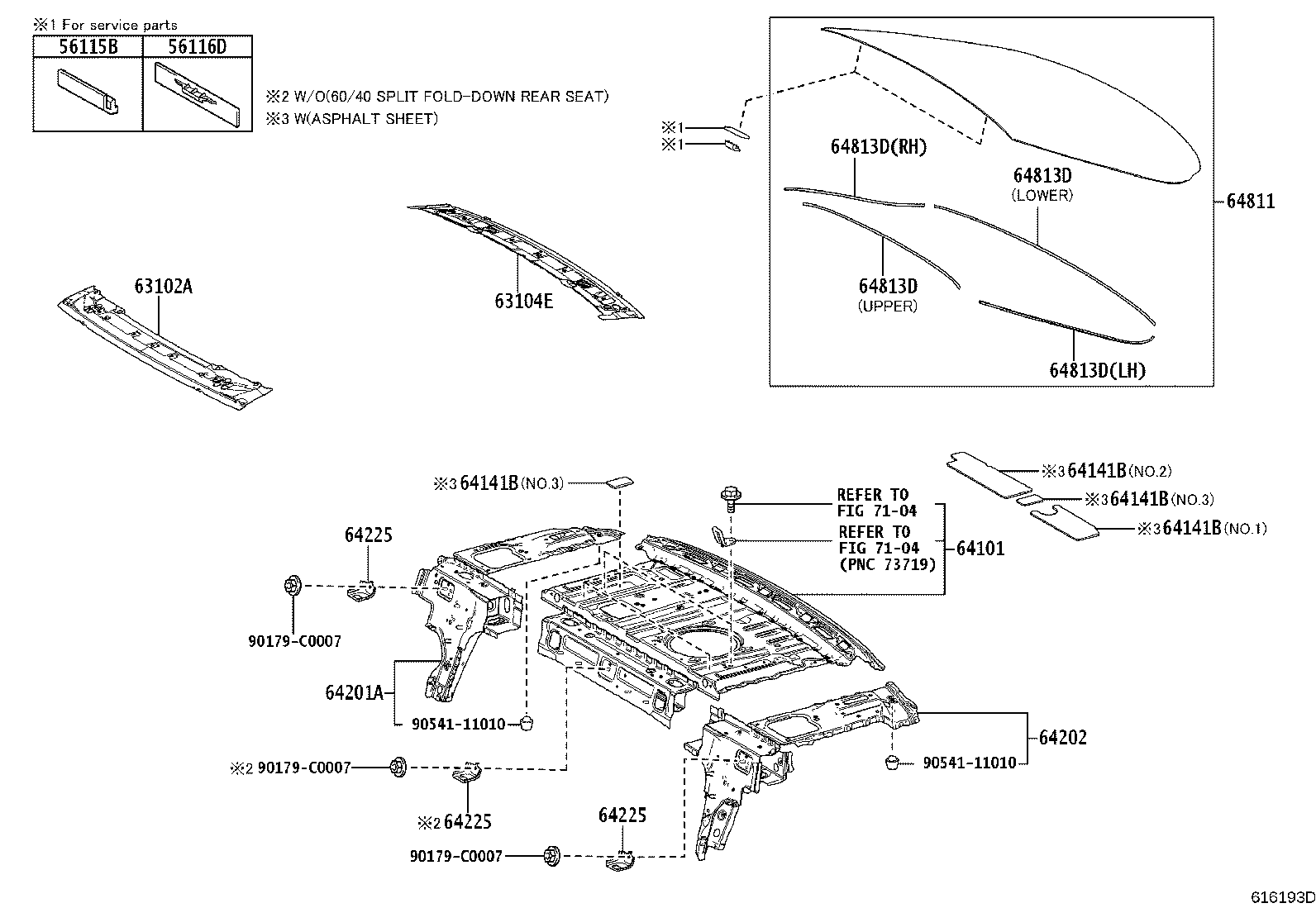 63133-07040 REINFORCEMENT SUB-ASSY, ROOF PANEL, REAR product image