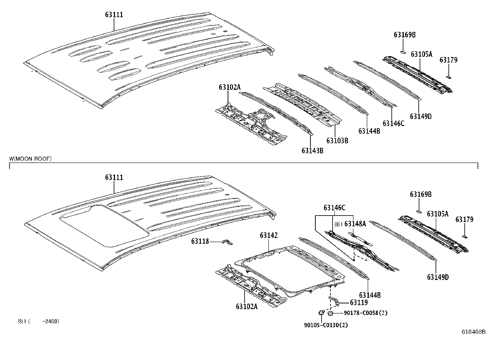 63142-0R080 REINFORCEMENT, ROOF PANEL, REAR product image