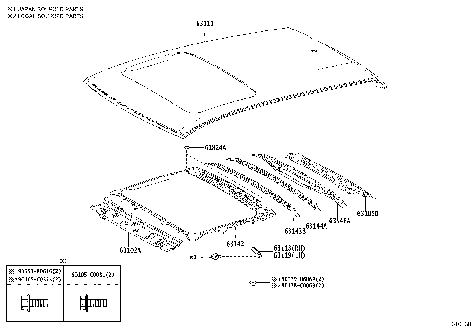 63111-F4050 PANEL, ROOF product image