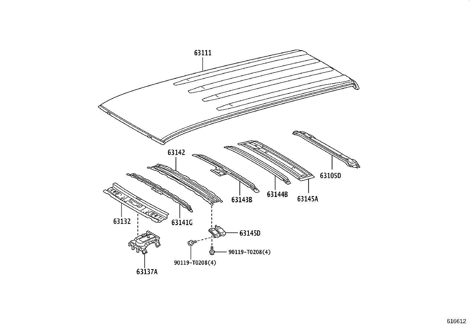63132-KK900 PANEL, WINDSHIELD HEADER, INNER product image