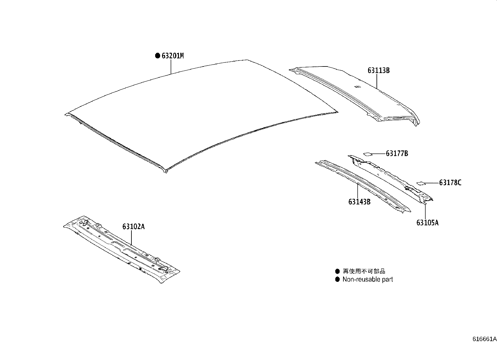 63142-0D030 REINFORCEMENT, ROOF PANEL, NO.2 product image