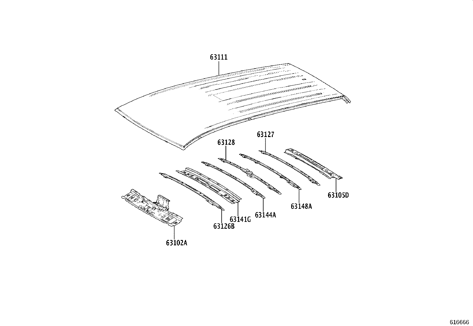 63102-0A031 PANEL SUB-ASSY, WINDSHIELD HEADER product image