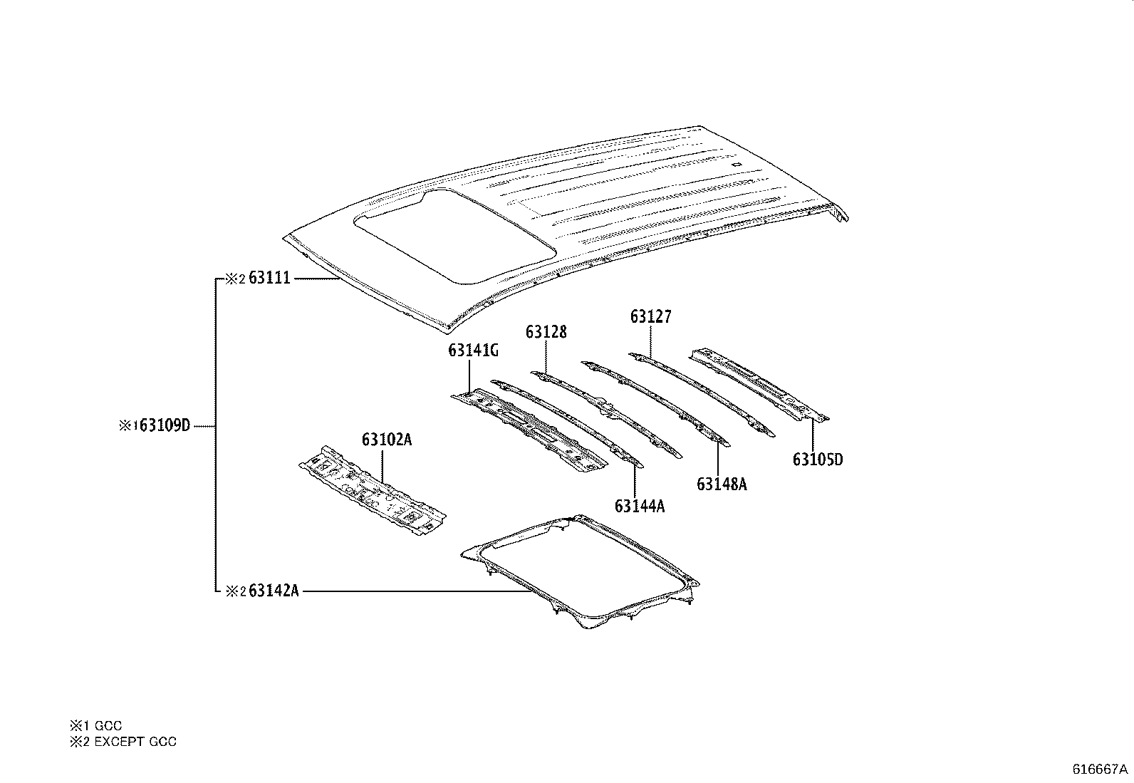 63102-0A031 PANEL SUB-ASSY, WINDSHIELD HEADER product image