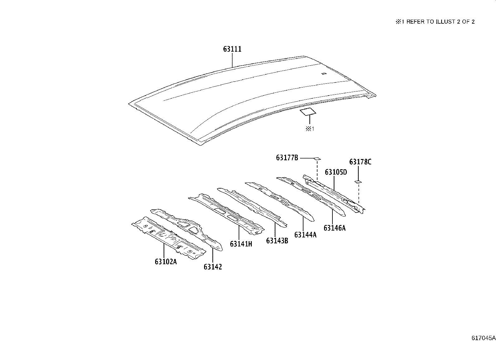 63102-52280 PANEL SUB-ASSY, WINDSHIELD HEADER product image