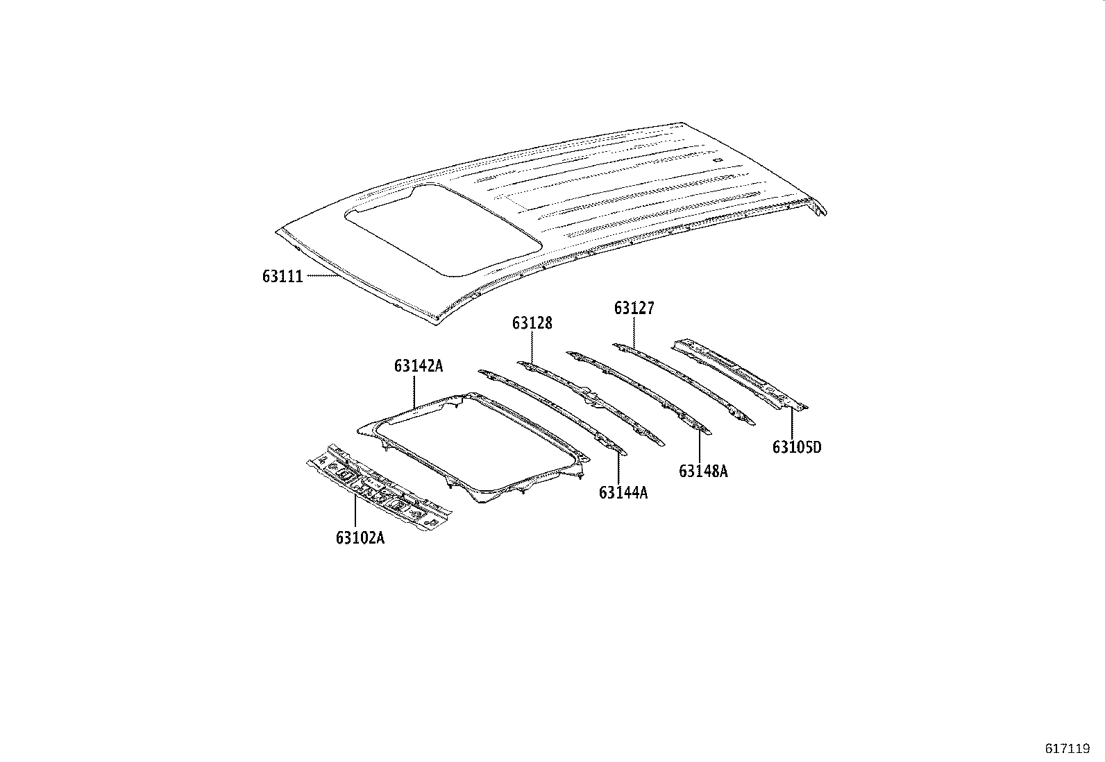 63111-0A080 PANEL, ROOF product image