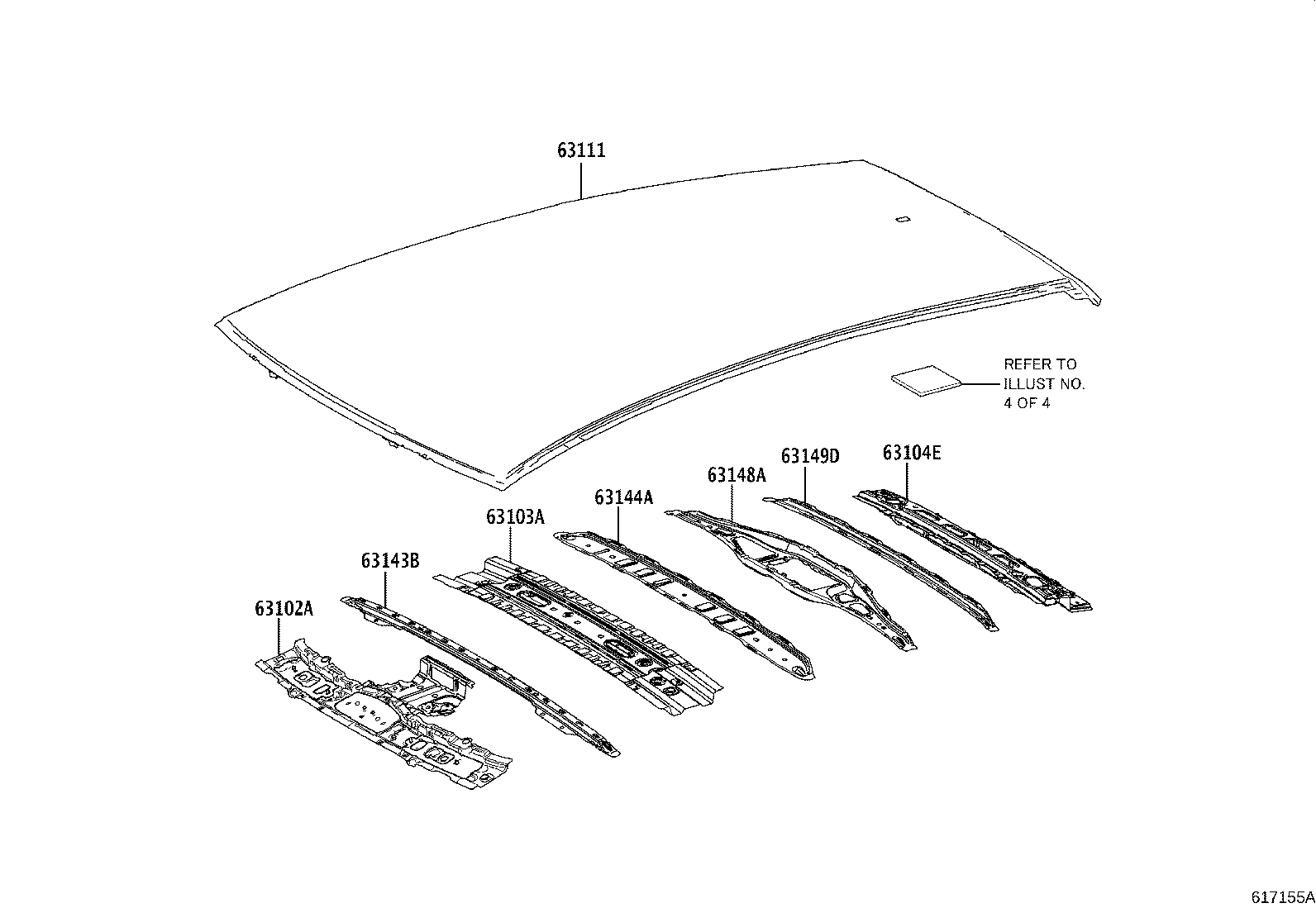 63149-78020 REINFORCEMENT, ROOF PANEL, NO.8 product image