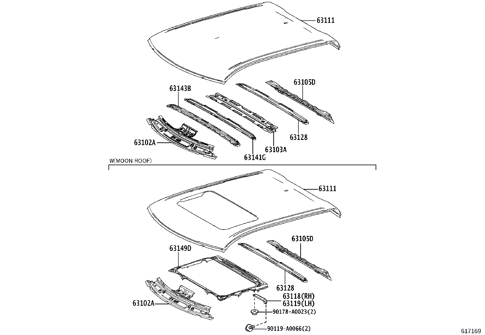 63142-0C040 REINFORCEMENT, ROOF PANEL, NO.2 product image