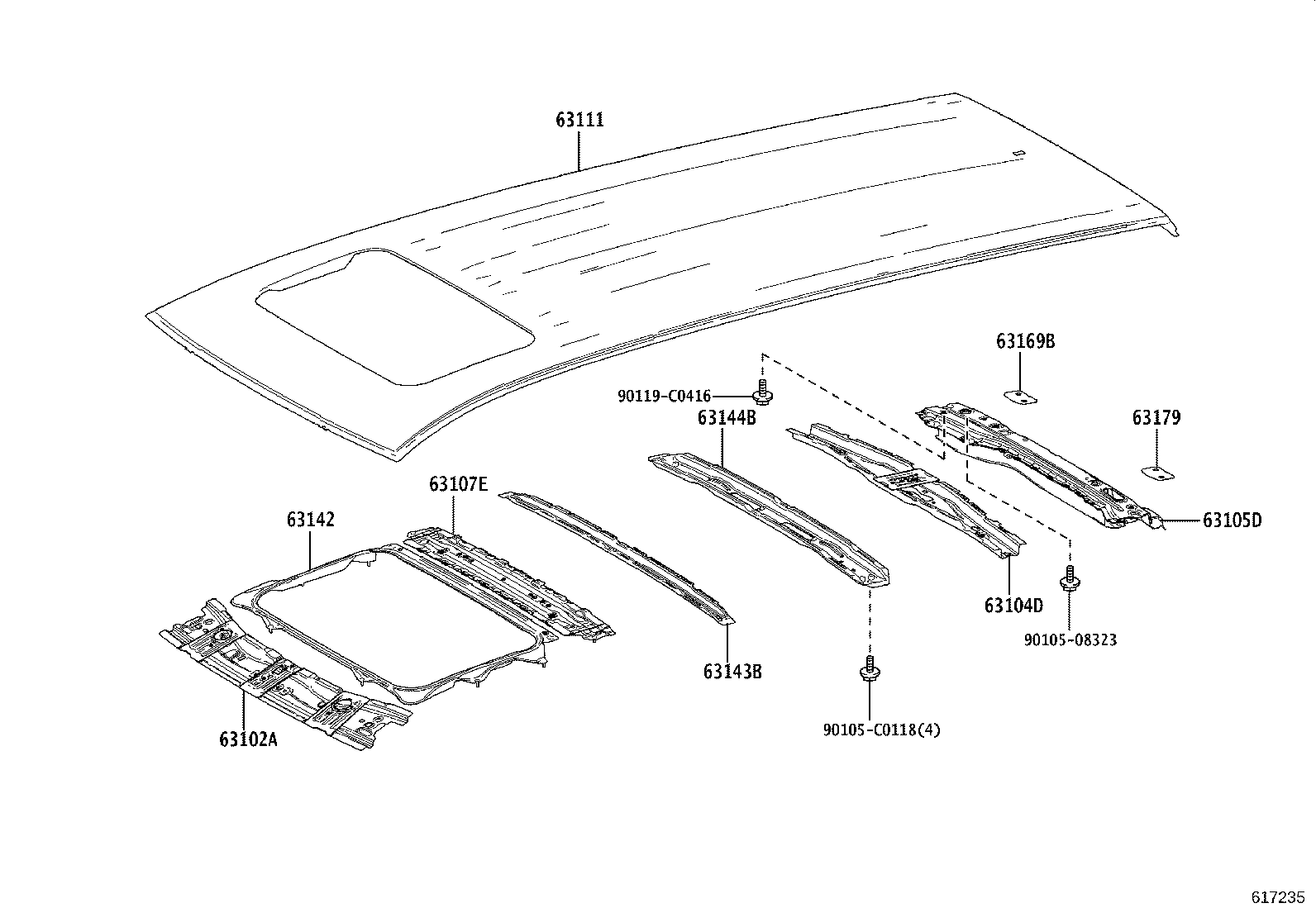 63403-08030 COVER SUB-ASSY, ROOF RACK, REAR RH product image