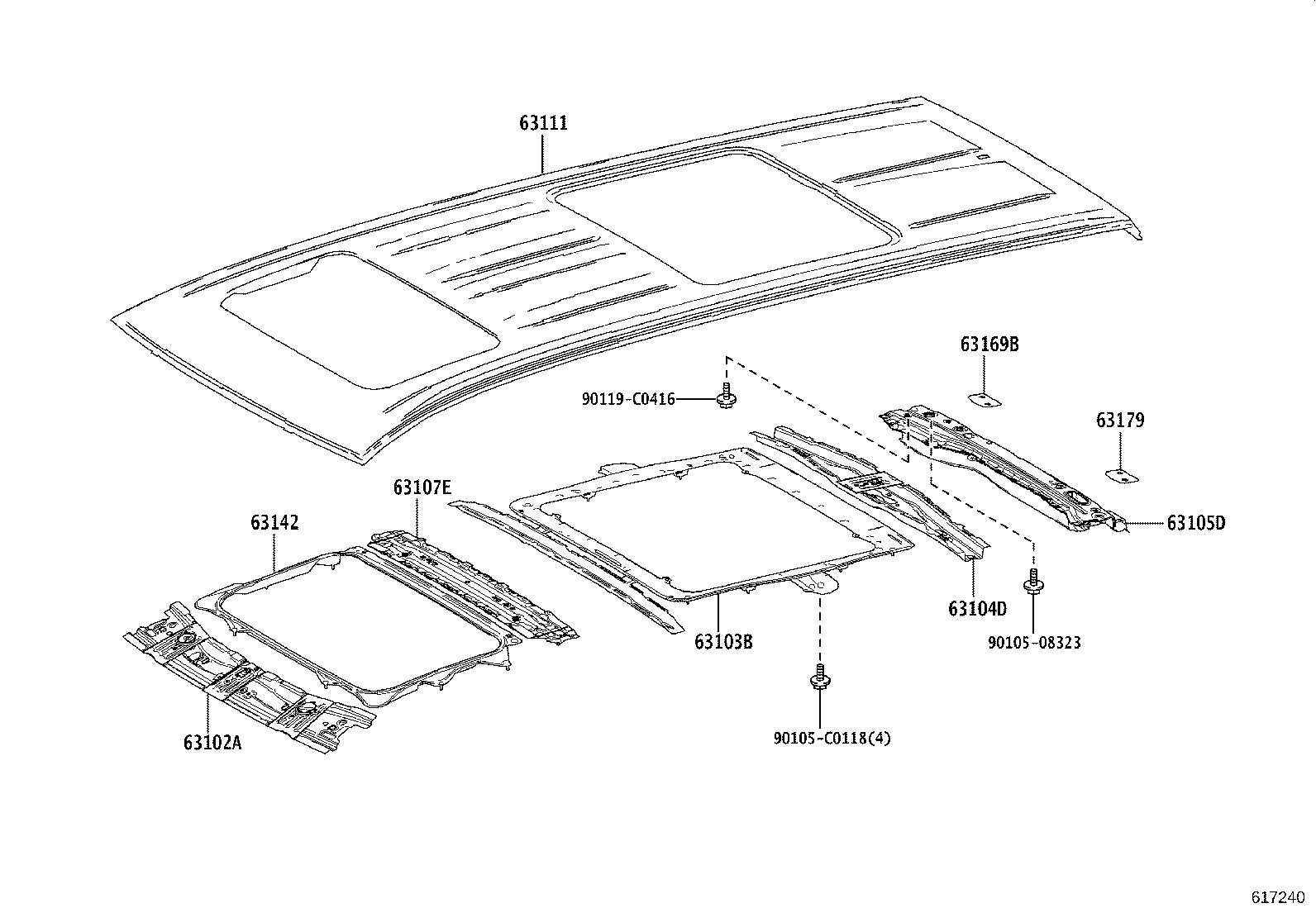 63403-08030 COVER SUB-ASSY, ROOF RACK, REAR RH product image