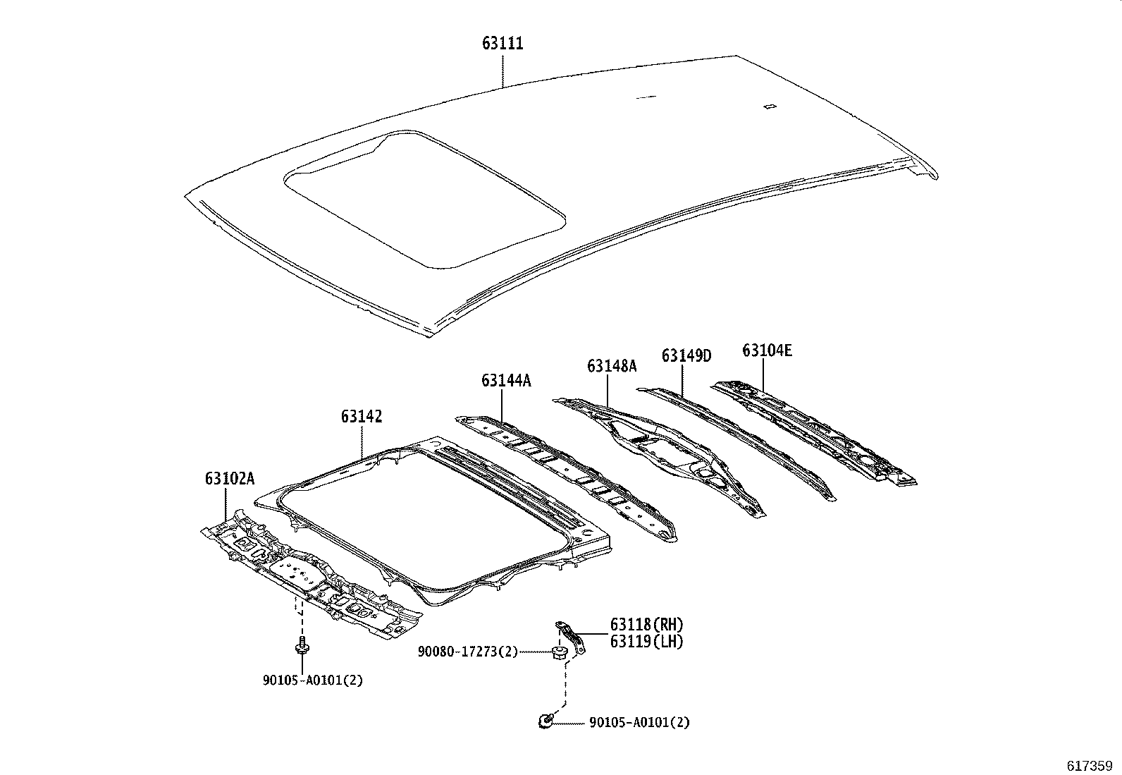 63149-F6010 REINFORCEMENT, ROOF PANEL, NO.8 product image