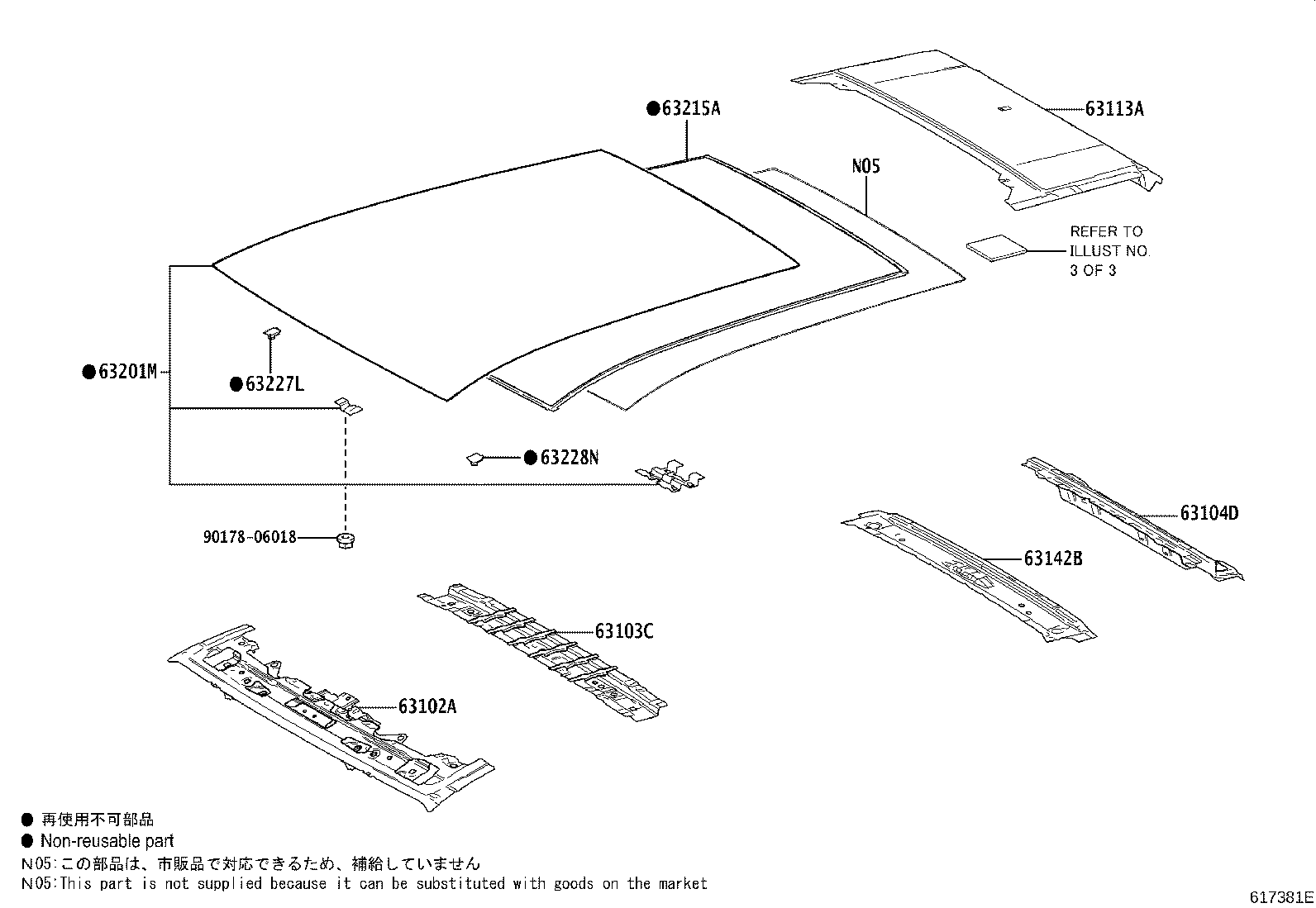 63111-42310 PANEL, ROOF product image