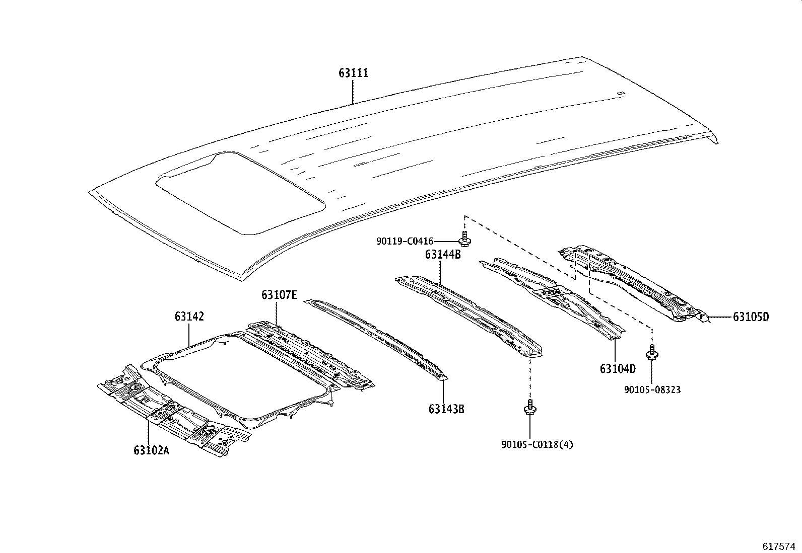 63403-08040 COVER SUB-ASSY, ROOF RACK, REAR RH product image