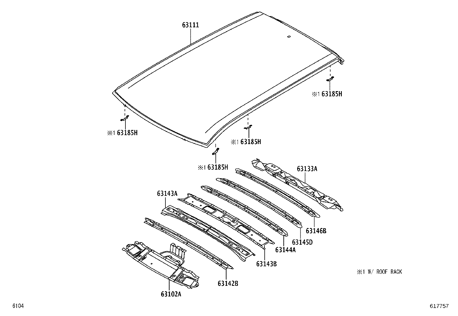 63141-BZ240 REINFORCEMENT, ROOF PANEL product image