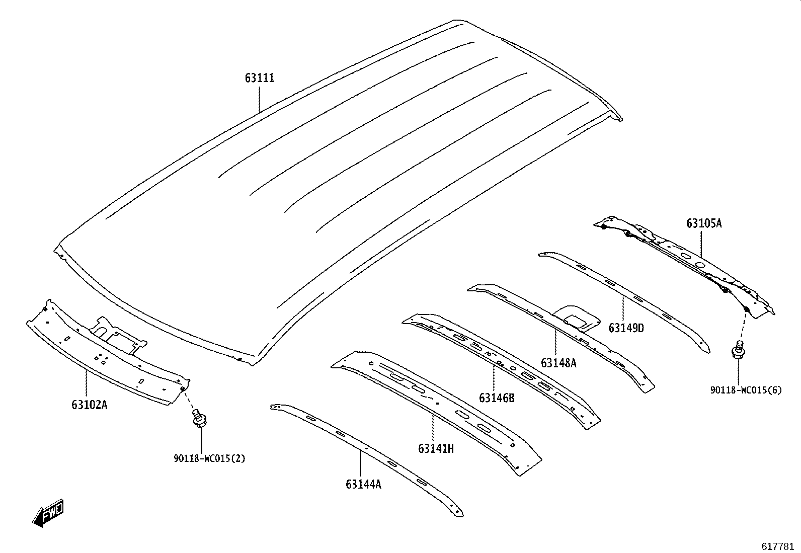 63102-WC006 PANEL SUB-ASSY, WINDSHIELD HEADER product image