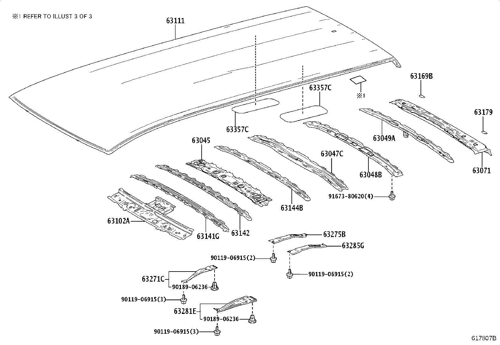 63108-V2010 REINFORCEMENT SUB-ASSY, ROOF PANEL, NO.6 product image