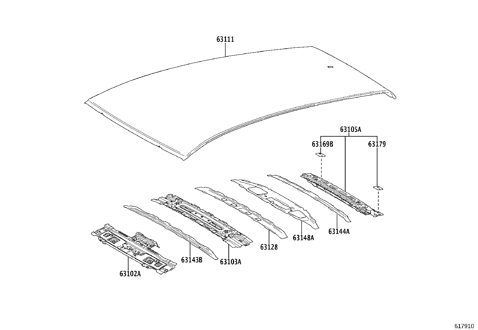 63102-30912 PANEL SUB-ASSY, WINDSHIELD HEADER product image