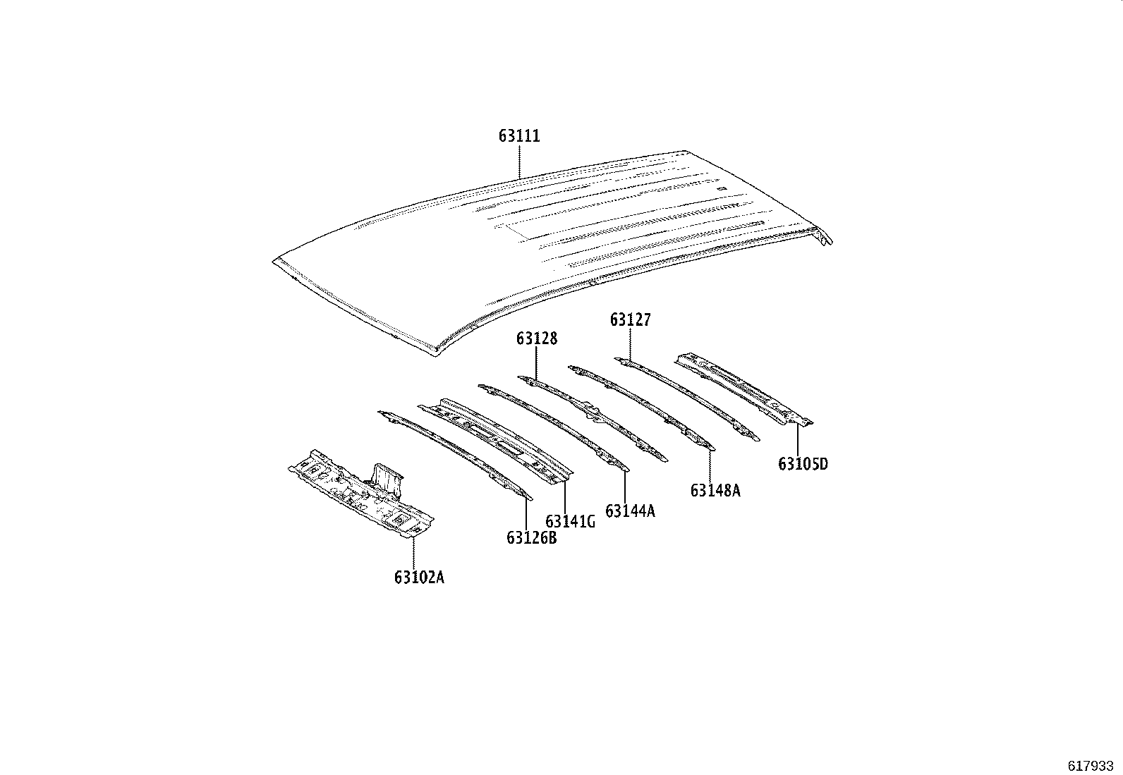 63102-0A032 PANEL SUB-ASSY, WINDSHIELD HEADER product image