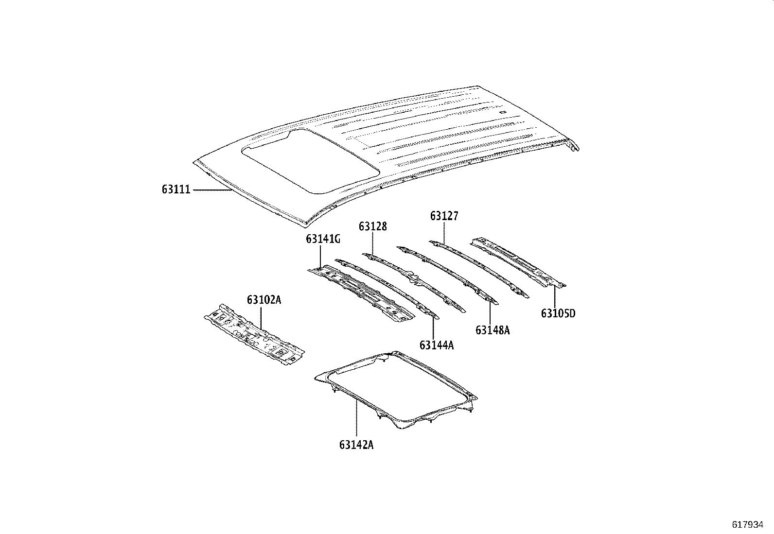 63102-0A032 PANEL SUB-ASSY, WINDSHIELD HEADER product image