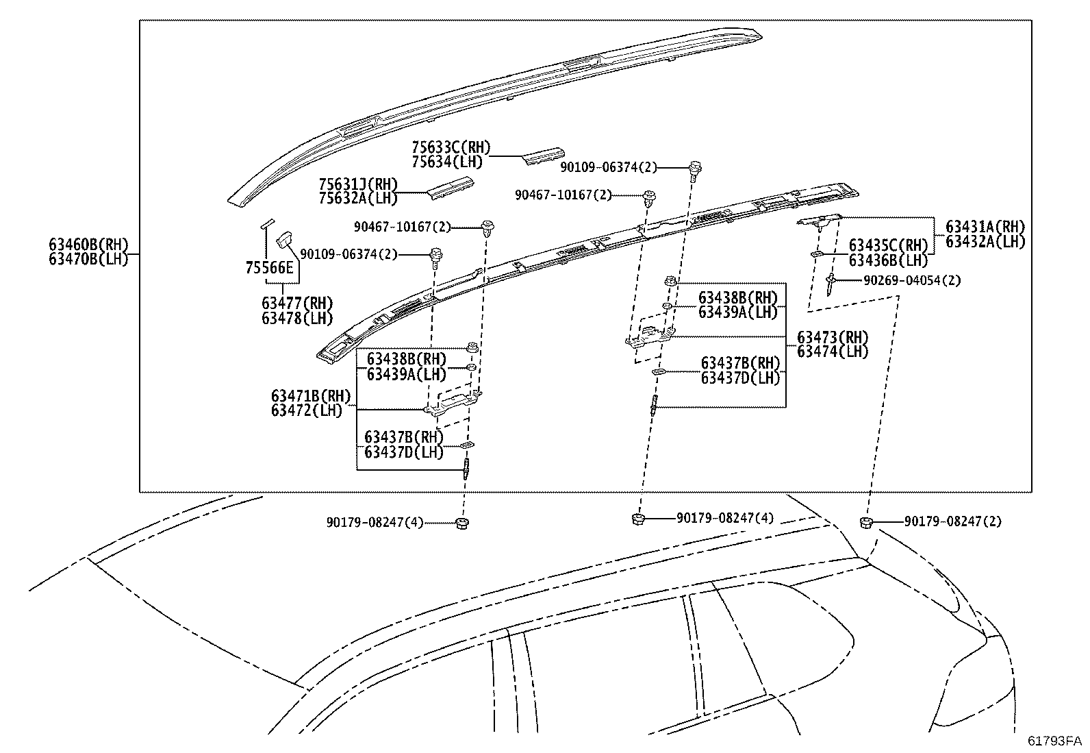 63102-16060 PANEL SUB-ASSY, WINDSHIELD HEADER product image