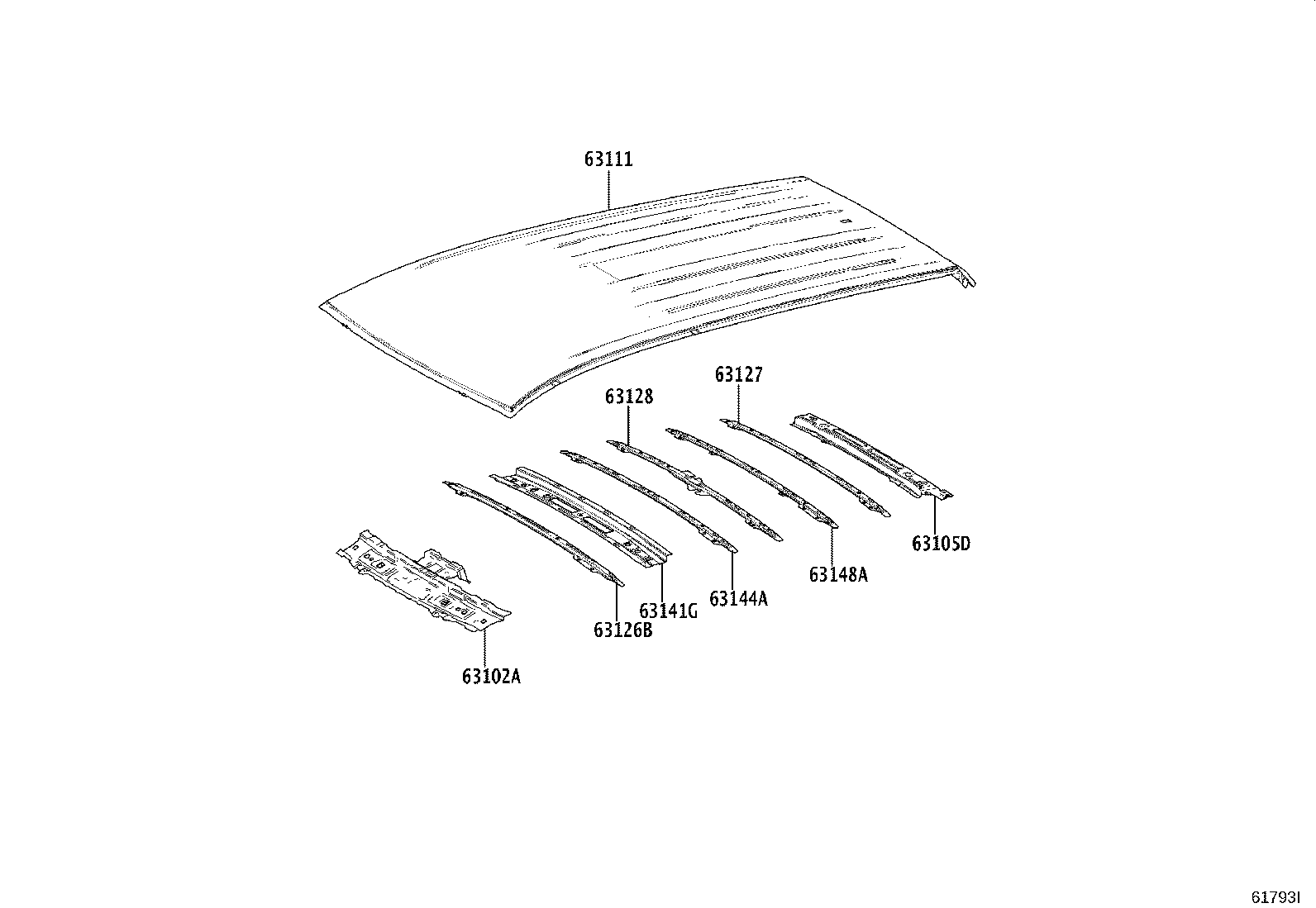 63102-16060 PANEL SUB-ASSY, WINDSHIELD HEADER product image