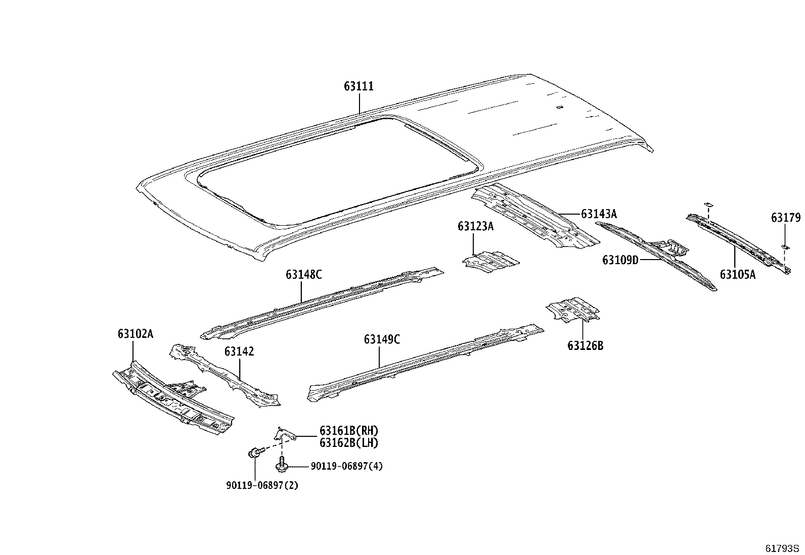 63102-60903 PANEL SUB-ASSY, WINDSHIELD HEADER product image
