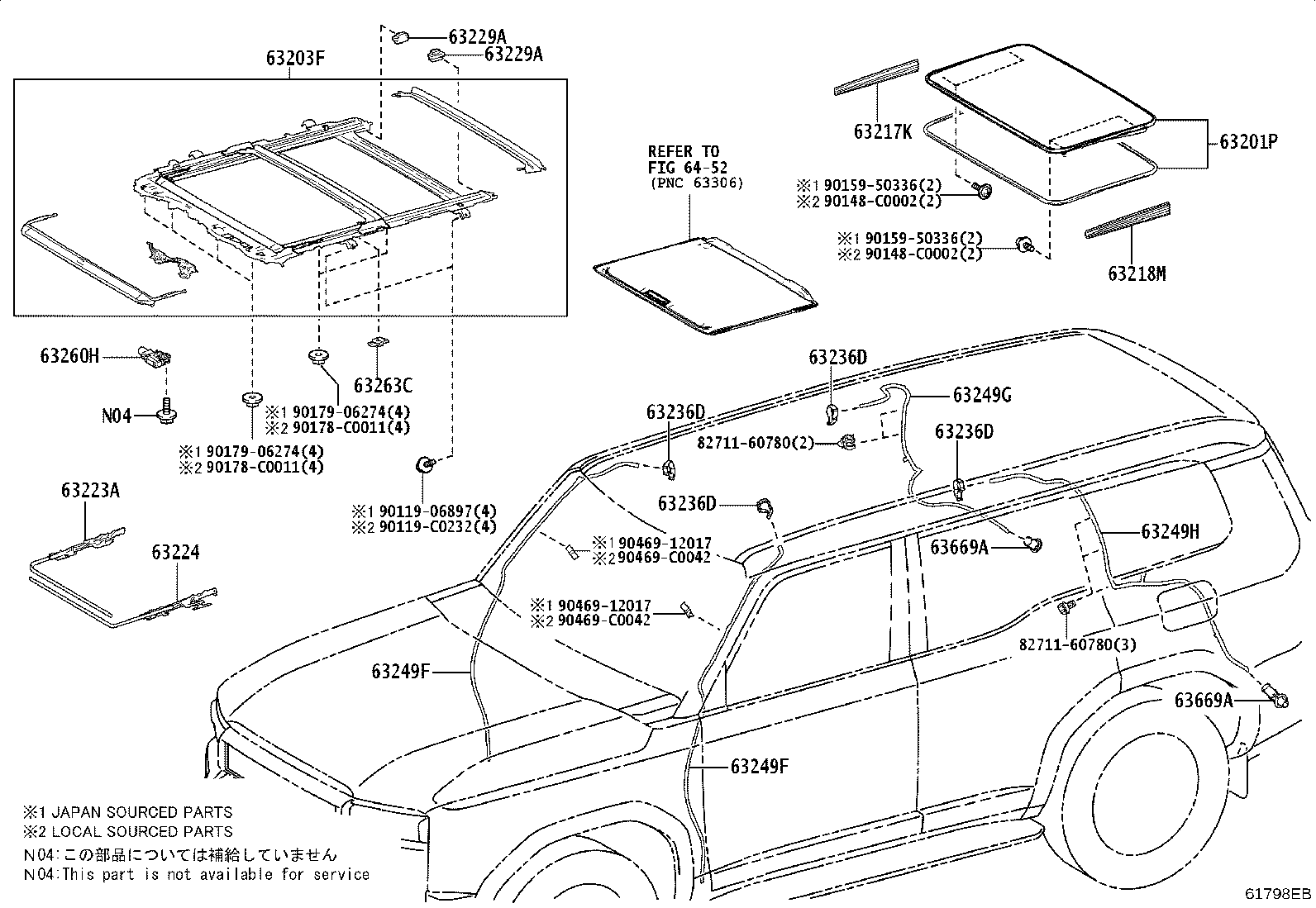 63103-0G010 REINFORCEMENT SUB-ASSY, ROOF PANEL, CENTER product image
