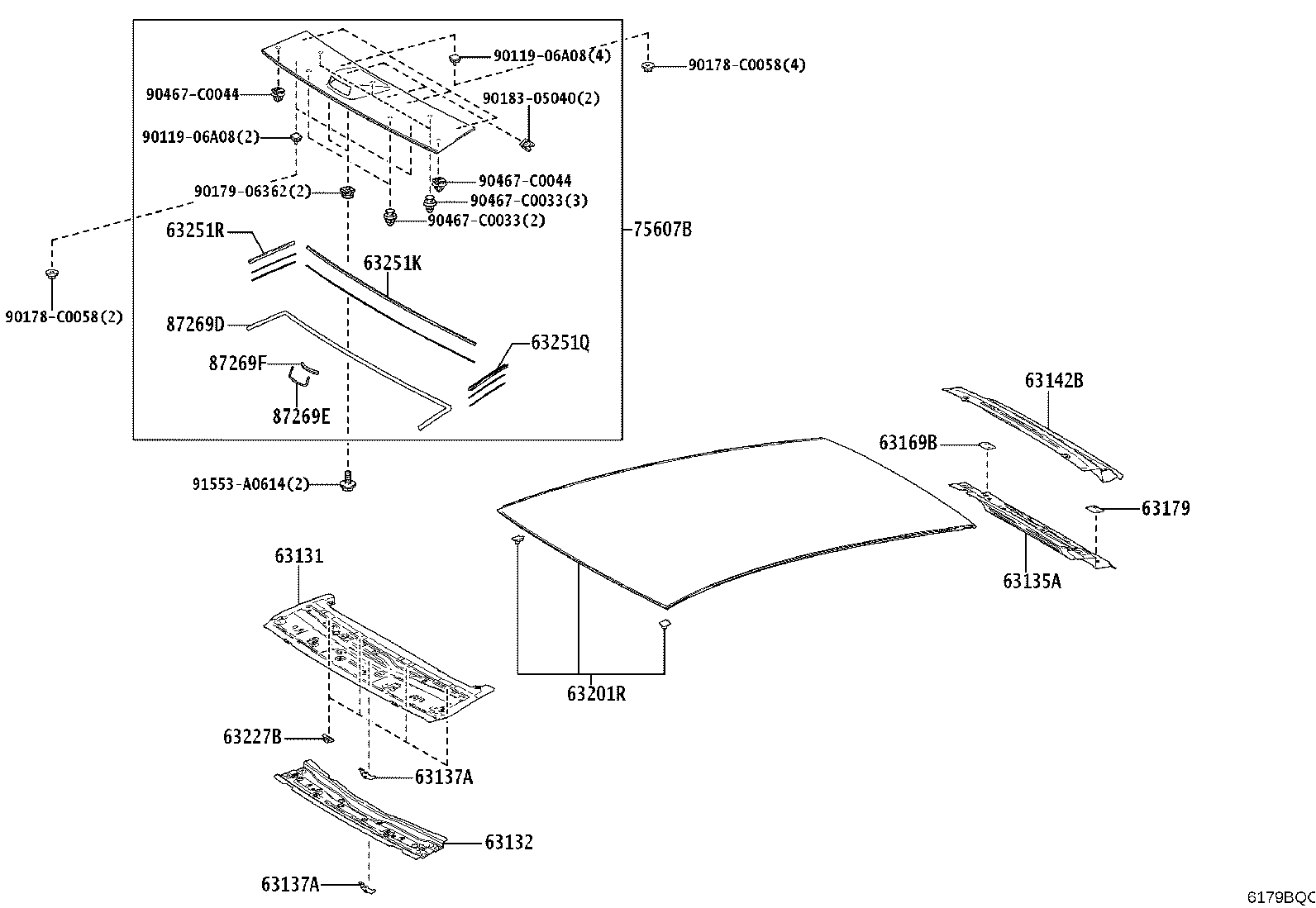 63132-03030 PANEL, WINDSHIELD HEADER, INNER product image