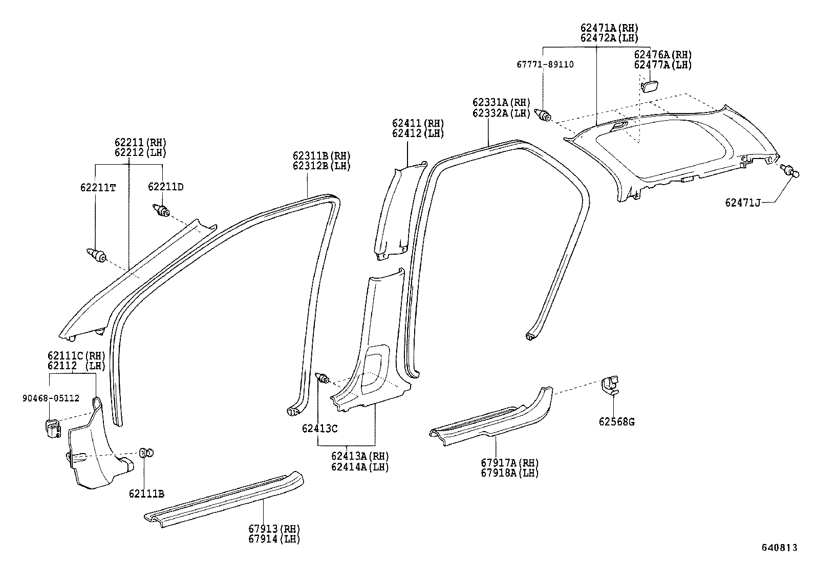 62170-0W020 AIR BAG ASSY, CURTAIN SHIELD, RH product image