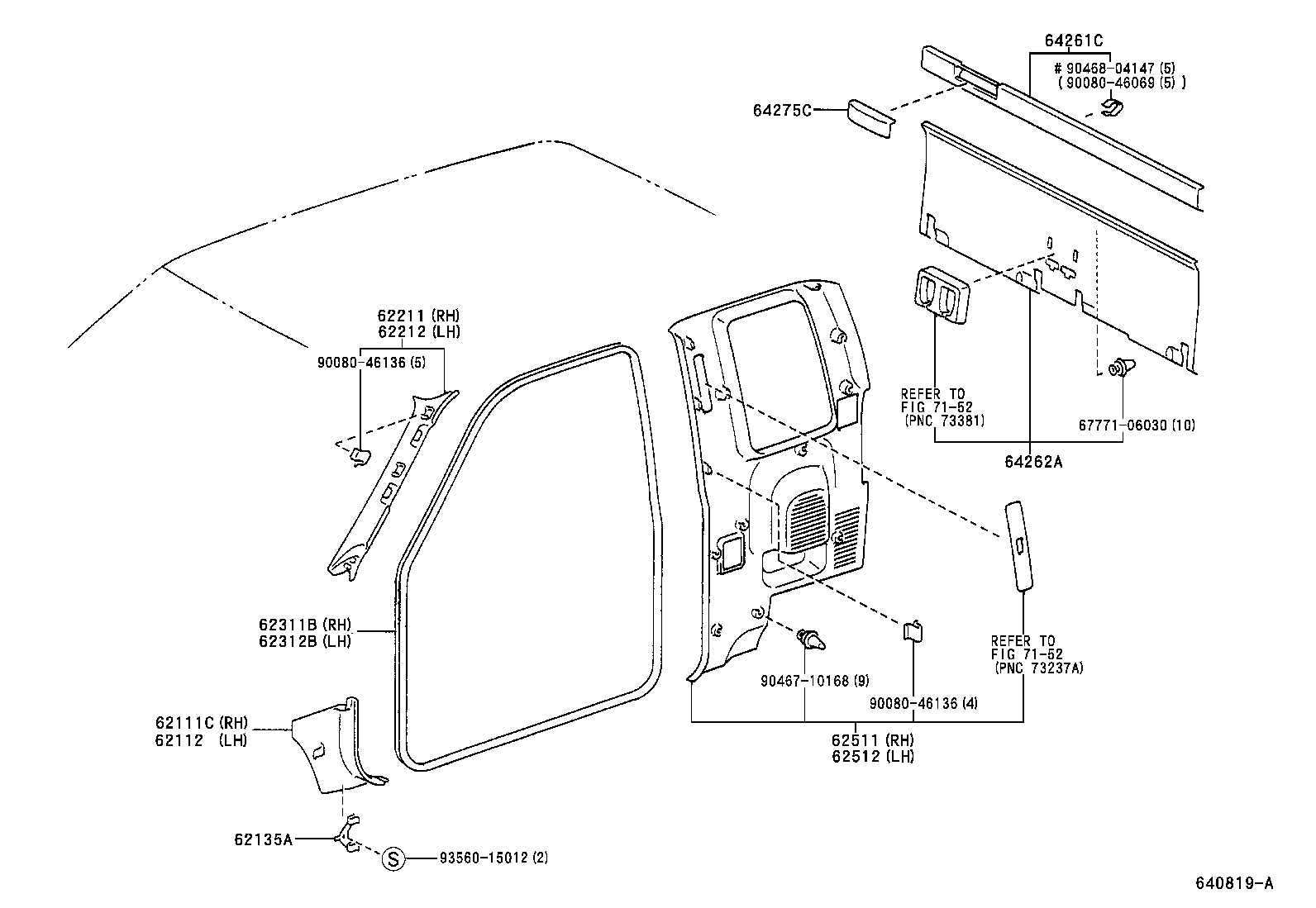 62331-04010 WEATHERSTRIP, REAR DOOR OPENING TRIM, RH product image