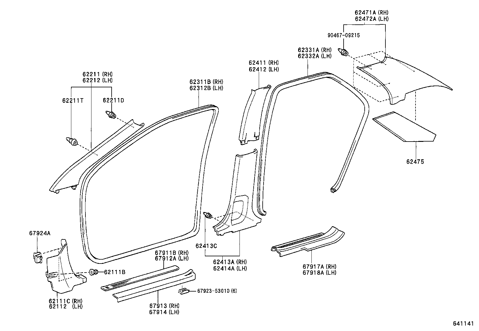62170-0W020 AIR BAG ASSY, CURTAIN SHIELD, RH product image