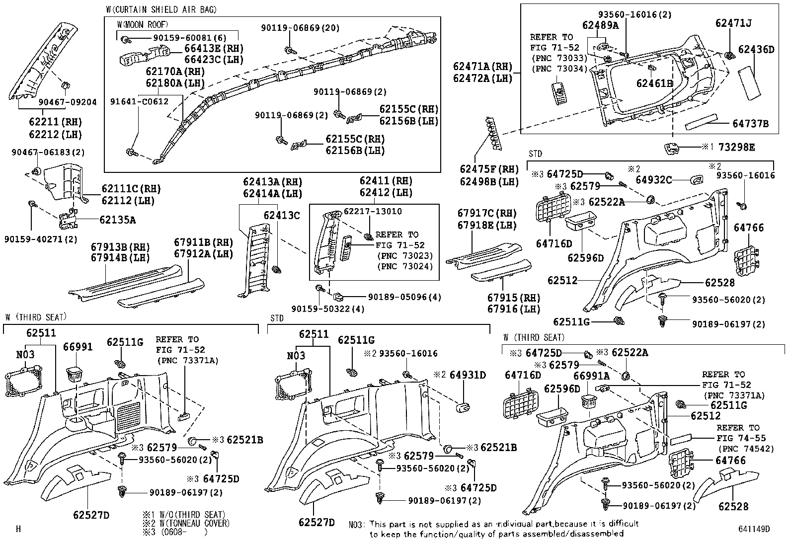 62170-60071 AIR BAG ASSY, CURTAIN SHIELD, RH product image