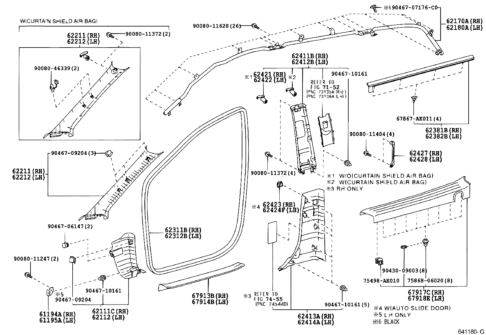 62170-08010 AIR BAG ASSY, CURTAIN SHIELD, RH product image