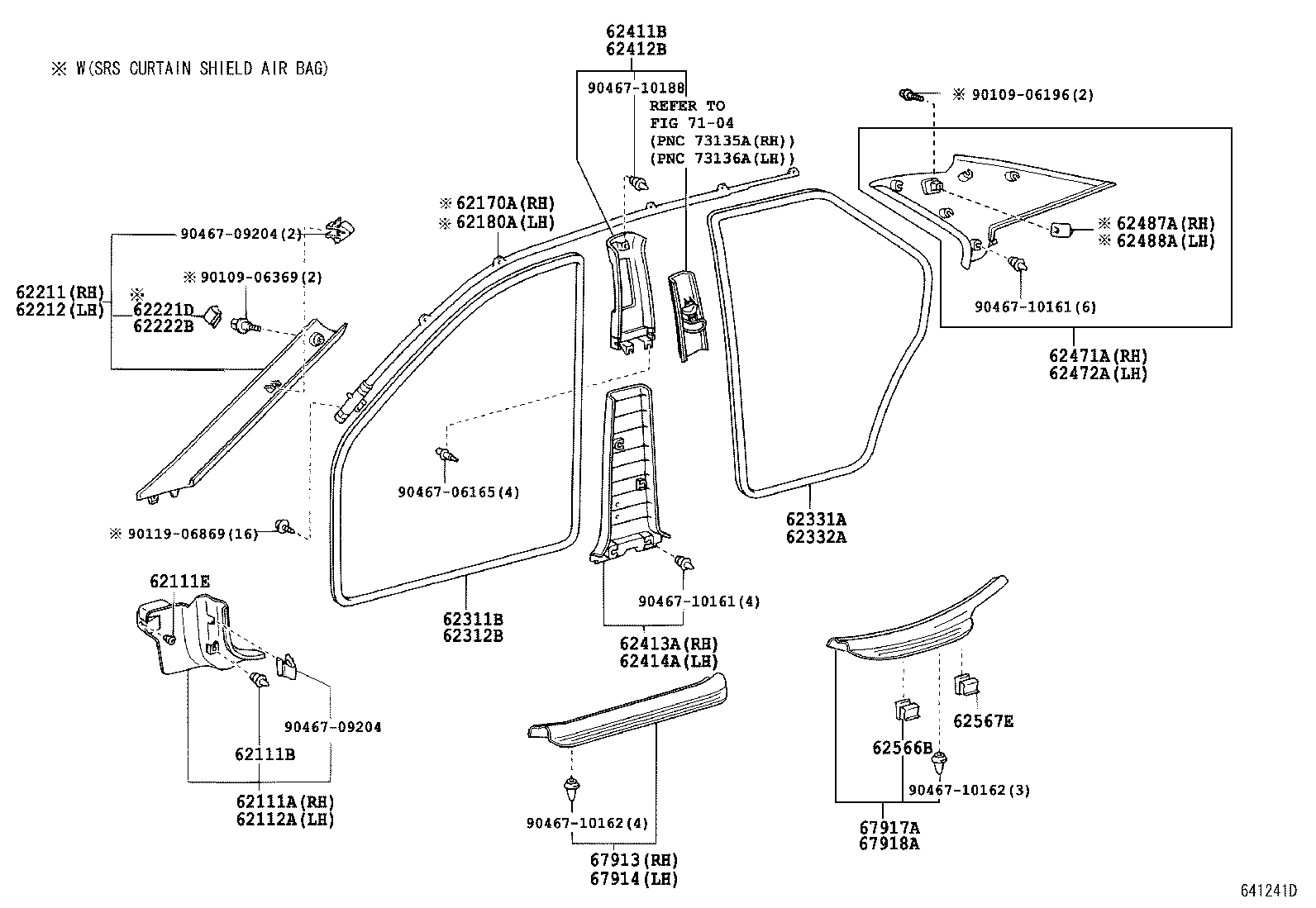 62170-33011 AIR BAG ASSY, CURTAIN SHIELD, RH product image