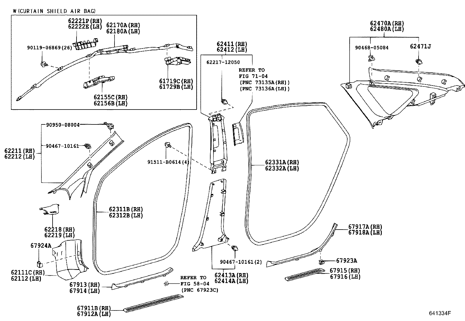 62170-47010 AIR BAG ASSY, CURTAIN SHIELD, RH product image