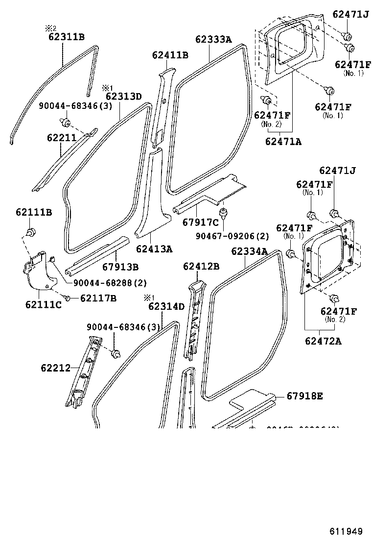 90044-68346 CLIP (FOR ROOF SIDE, INNER UPPER GARNISH) product image