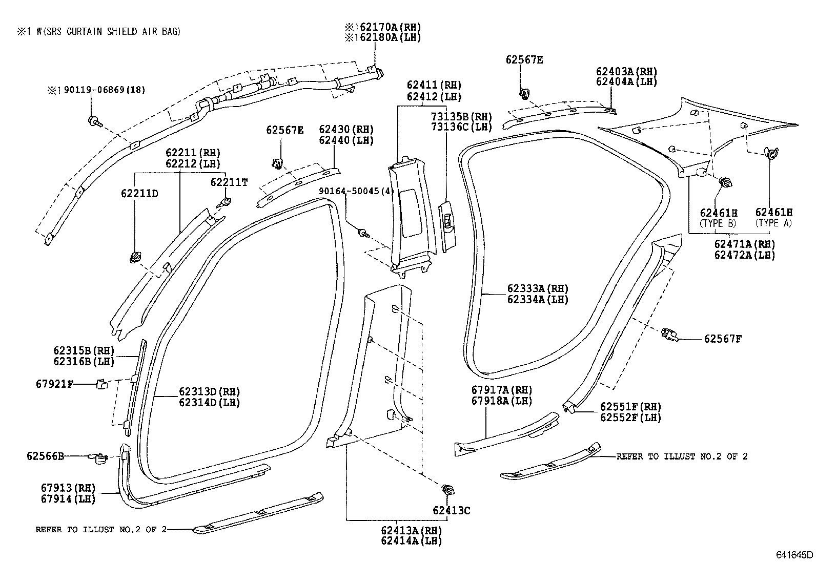 62170-30080 AIR BAG ASSY, CURTAIN SHIELD, RH product image